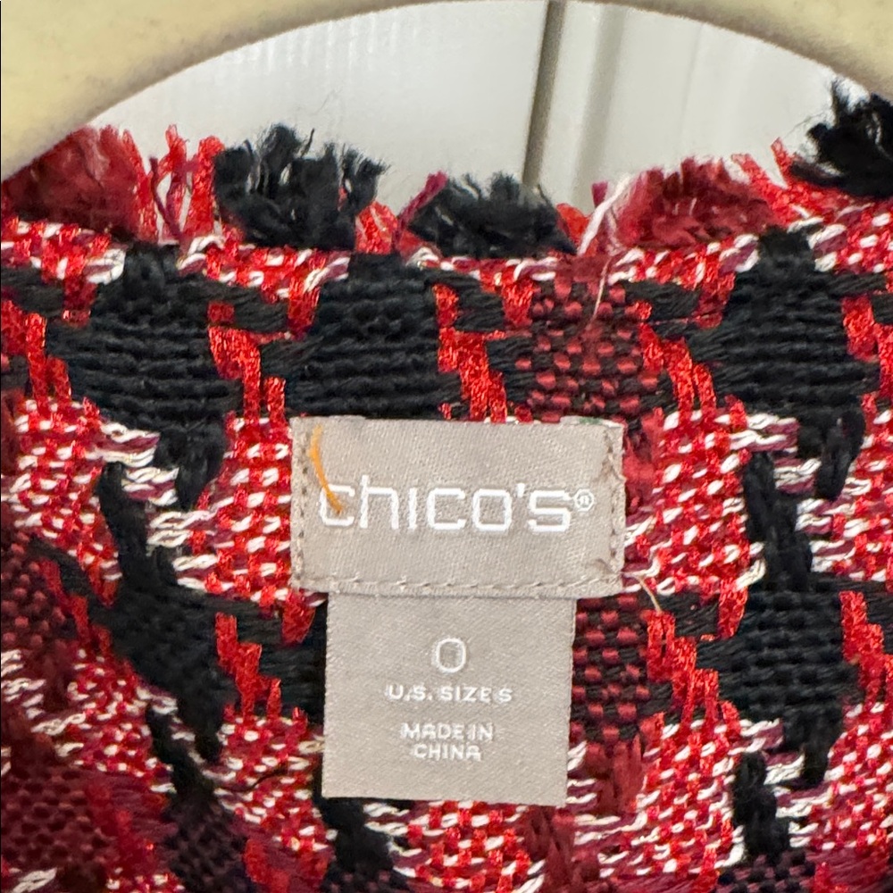 Chico's Red and Black Houndstooth Blazer - Picture 3 of 4